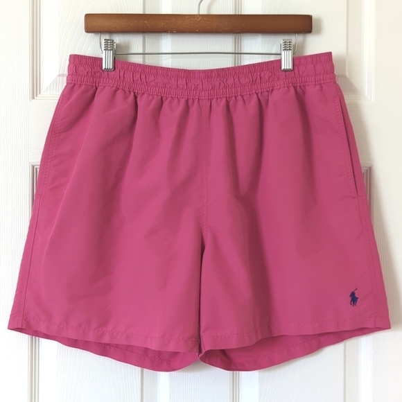 Polo Ralph Lauren 90's Vintage Classic Nylon Relaxed Fit Swim Trunks Hot Pink XL - Picture 1 of 13